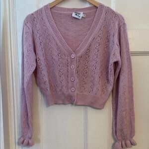 Princess Polly Lavender Button Front Cardigan with Ruffle Sleeve